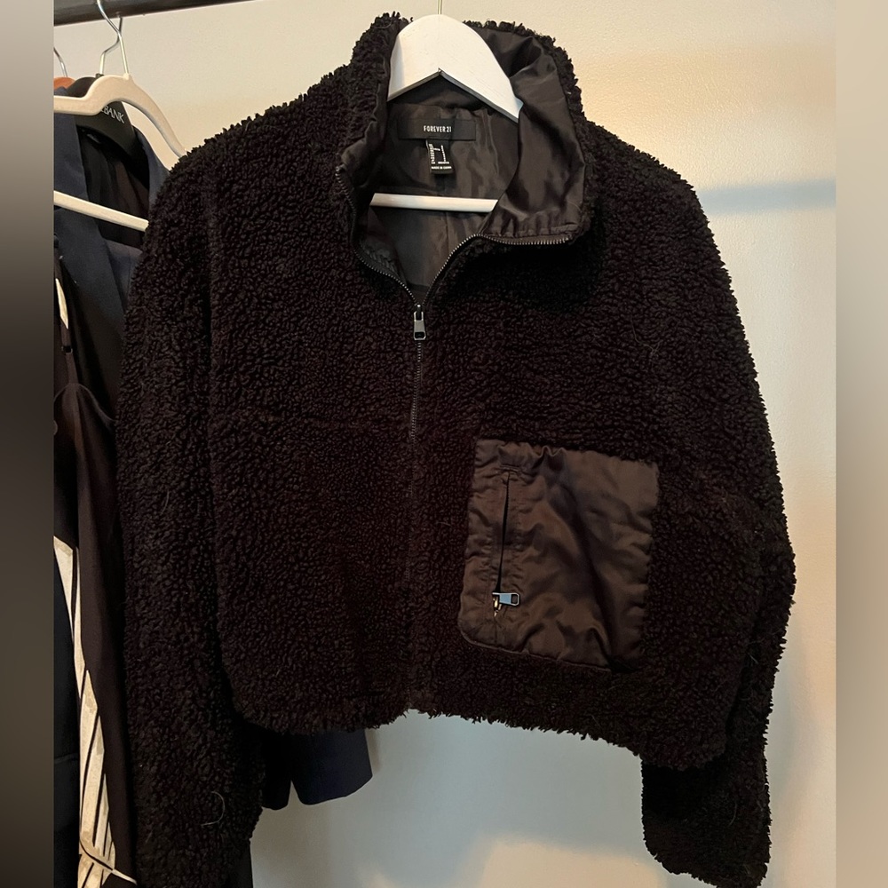 Fleece forever21 zip up bomber jacket. Size small